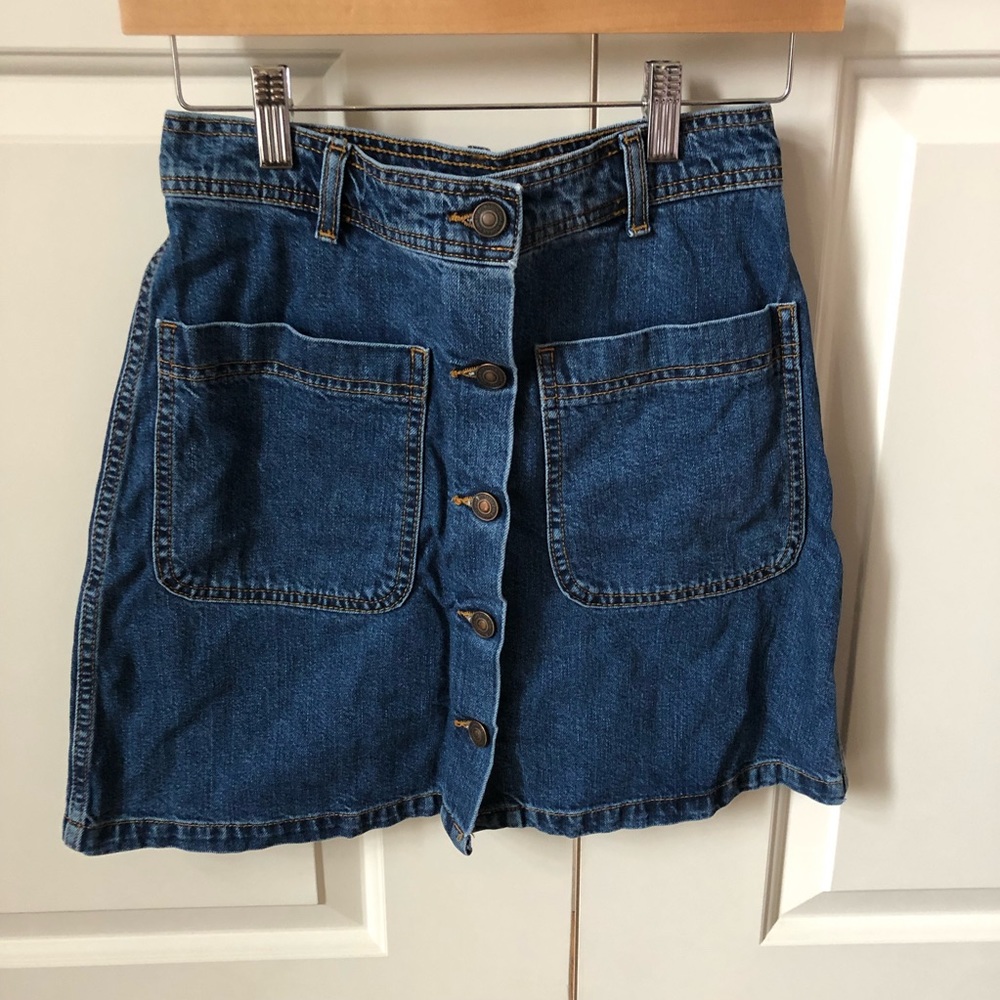 Zara button down mini jean skirt